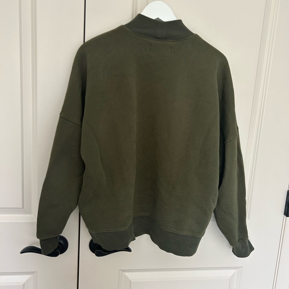 Aritzia TNA Cozy Fleece Mega Mock Neck Sweatshirt (Olive Green) - Picture 3 of 4
